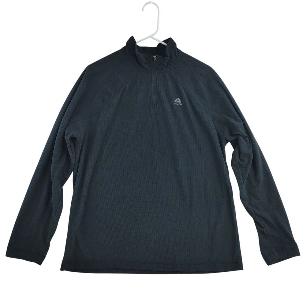 Nike ACG Mens Black Waffle Knit Half Zip Pullover Shirt Size M Gorpcore